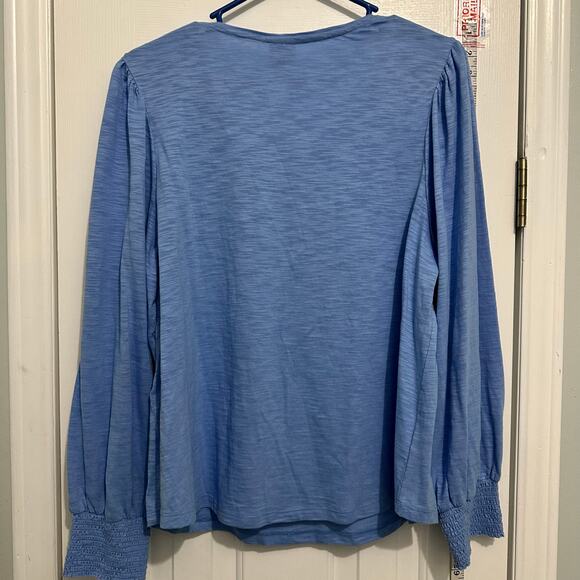 Chicos smocked sleeve size 3 XL BLUE LONG SLEEVE TOP - Picture 6 of 7
